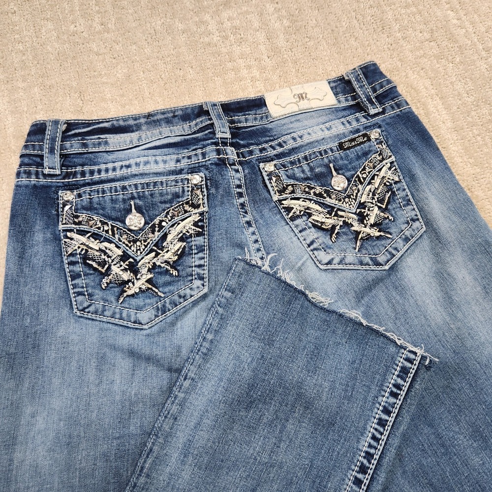 Miss Me Jeans Women 31 Bootcut Mid Rise Flare Embroidered Cowgirl Y2K Rodeo